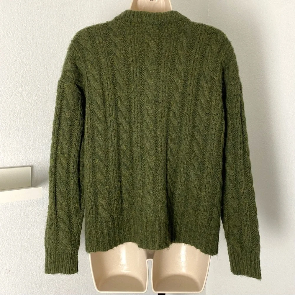 Madewell New Wool Pointelle Chunky Cable Knit Fisherman Cardigan Oversized - Picture 9 of 14
